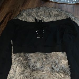 Never work before crop top black sweater